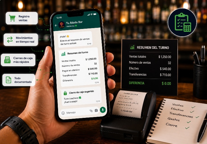 Cierre de caja y control de ventas para bar