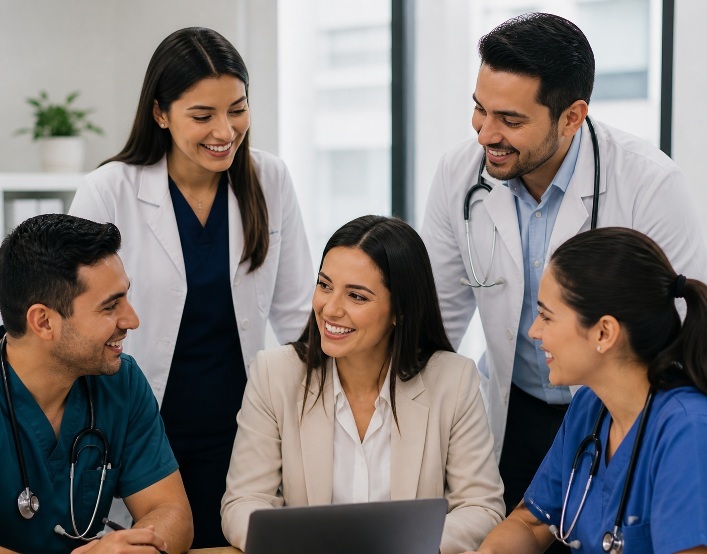 Equipo médico discutiendo la visión