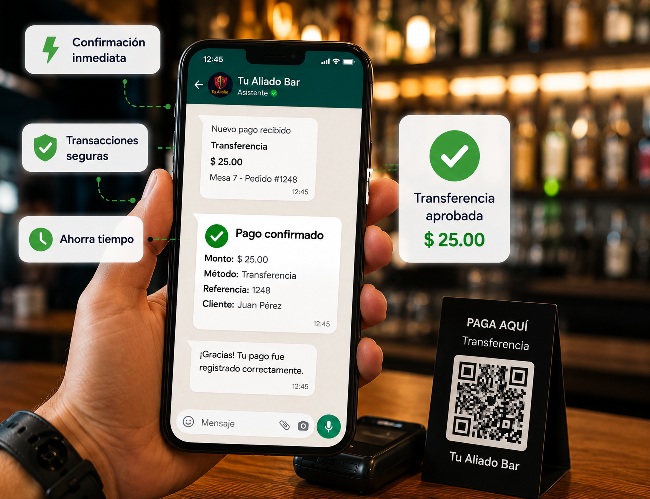 Validación de transacción y pago para bar